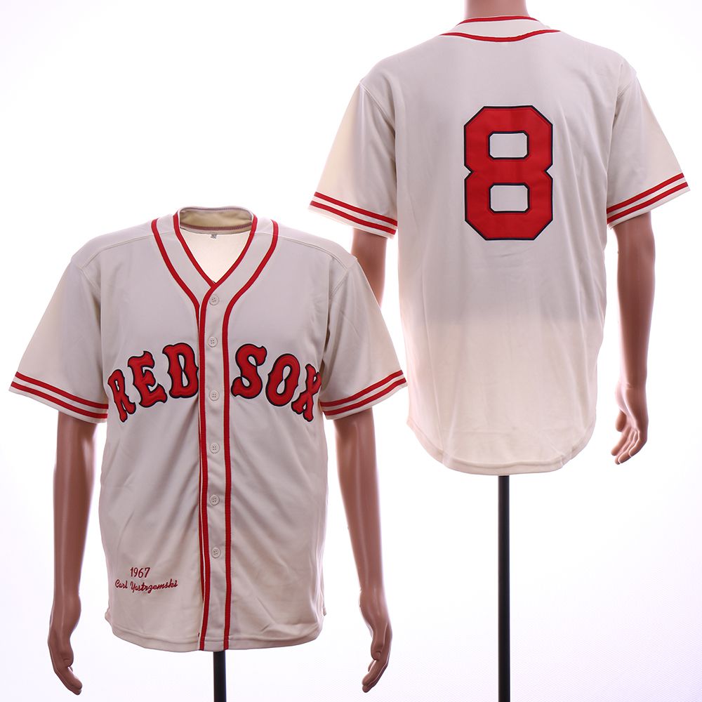 Men Boston Red Sox 8 Yastrzemski Cream Throwback 1967 MLB Jerseys